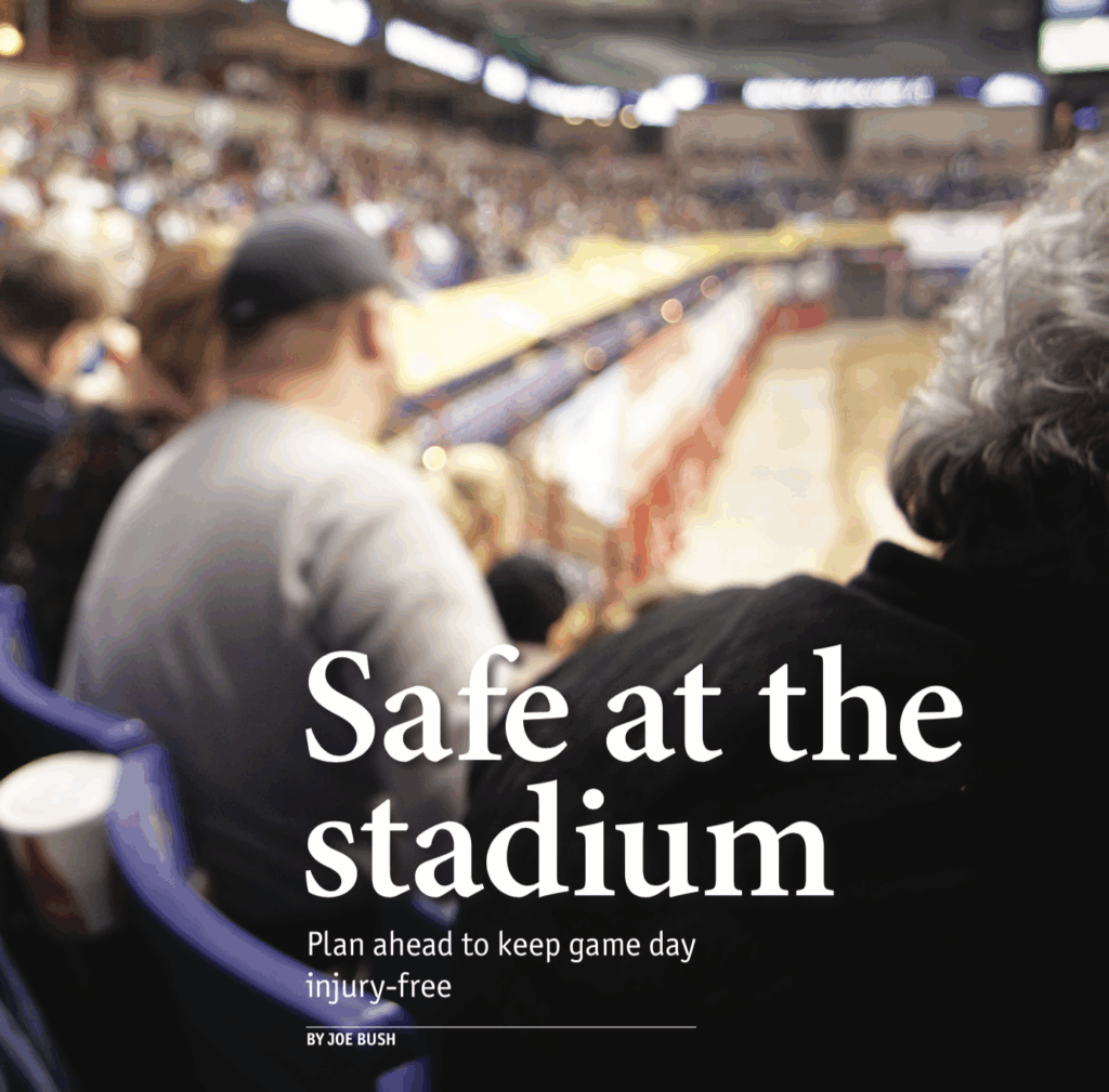 Family Safety and Health magazine article 'Safe at the stadium' on stadium and event safety, from the National Safety Council