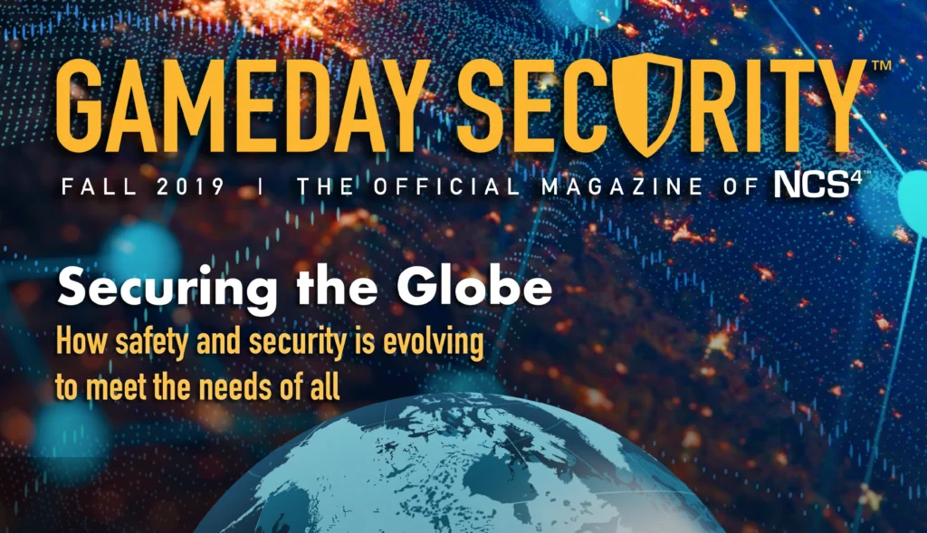Gameday Security magazine cover, Fall 2019, the NCS4 publication that mentions SRMC security consultant Paul S. Denton