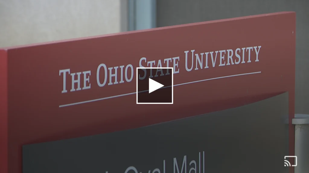 The Ohio State University sign, from coverage of the external review of off-campus safety