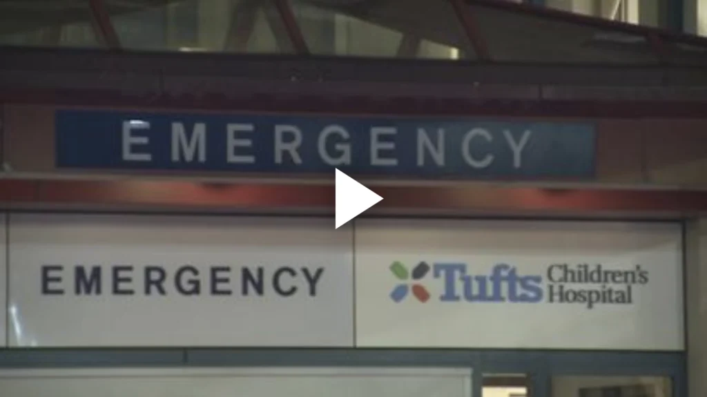 Emergency entrance at Tufts Children's Hospital, from the WCVB5 interview with healthcare security consultant Marilyn Hollier
